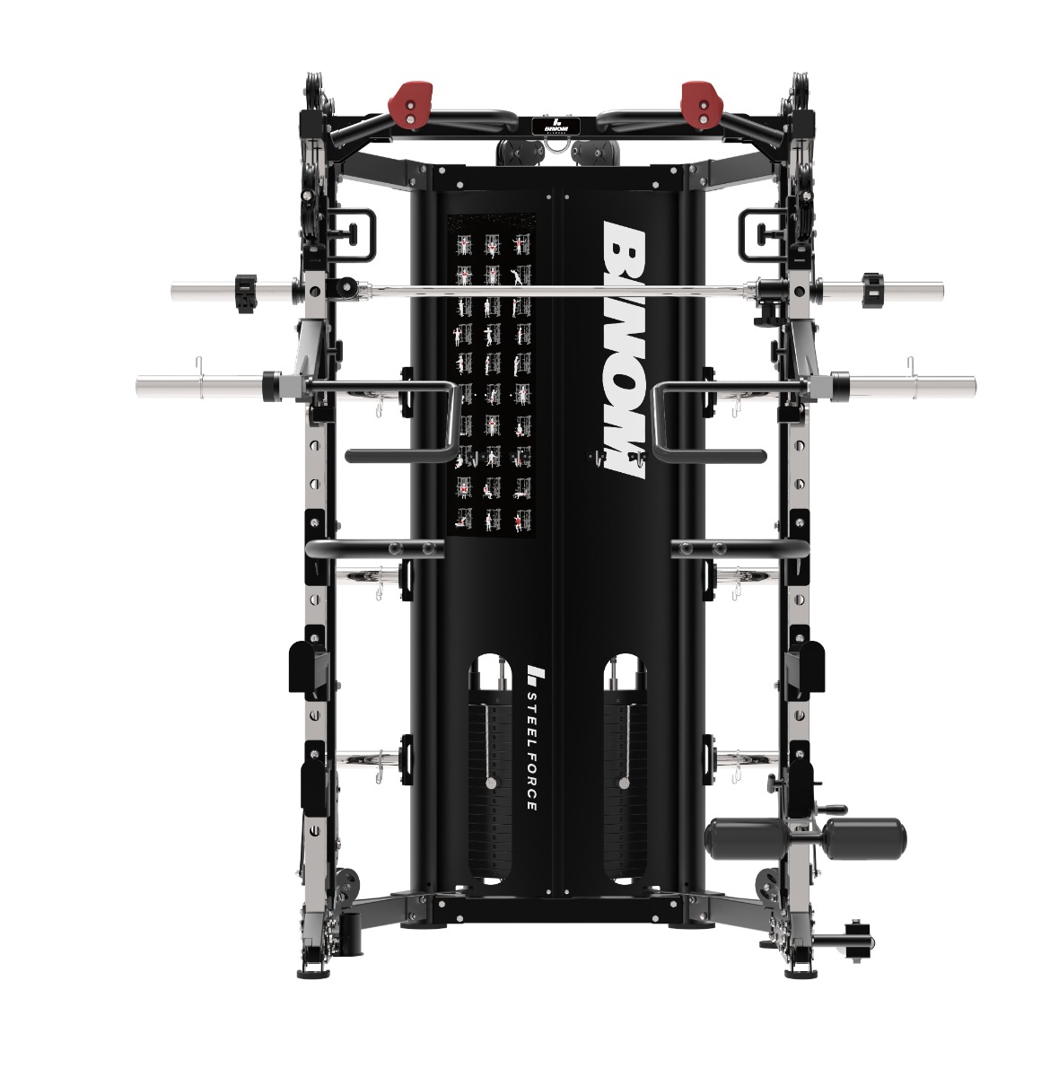 Binom Steel Force B15 Multigym dobrável, polia dupla, Power Rack, Multipower e Acessórios