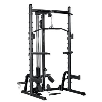 Binom Strength BS19 Multifuncional Half Rack, Polia Alta e Baixa, Remador, Dip Attachment, Pull-Ups, Trunk Blaster, Bar Stand