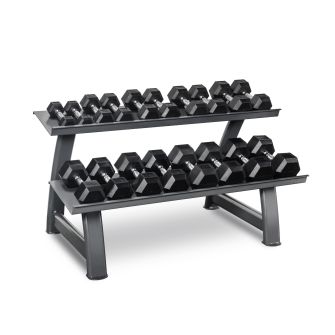 Conjunto de halteres hexagonal + rack (2kg - 20kg)